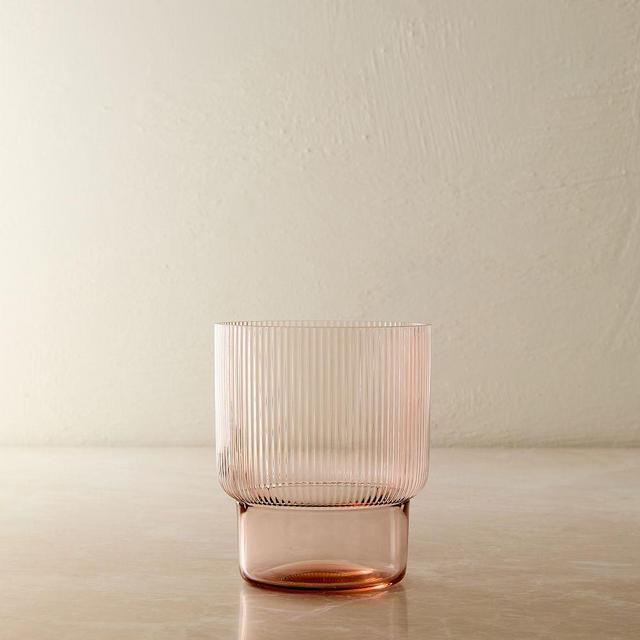 Fluted Glass​ware, Short, Blush, Set of 4