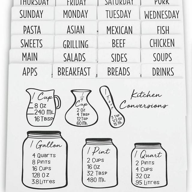 Recipe Card Dividers with Tabs - White