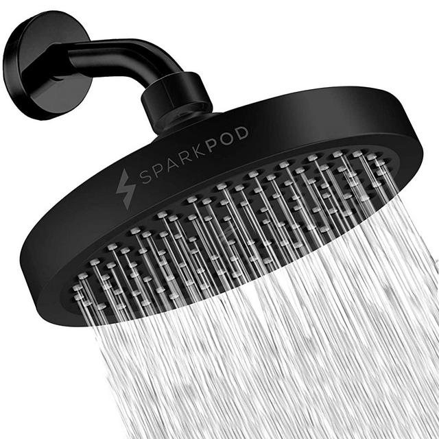 SparkPod Shower Head - High Pressure Rain - Luxury Modern Black Look - Easy Tool Free Installation - The Perfect Adjustable Replacement For Your Bathroom Shower Heads (Black Matte)