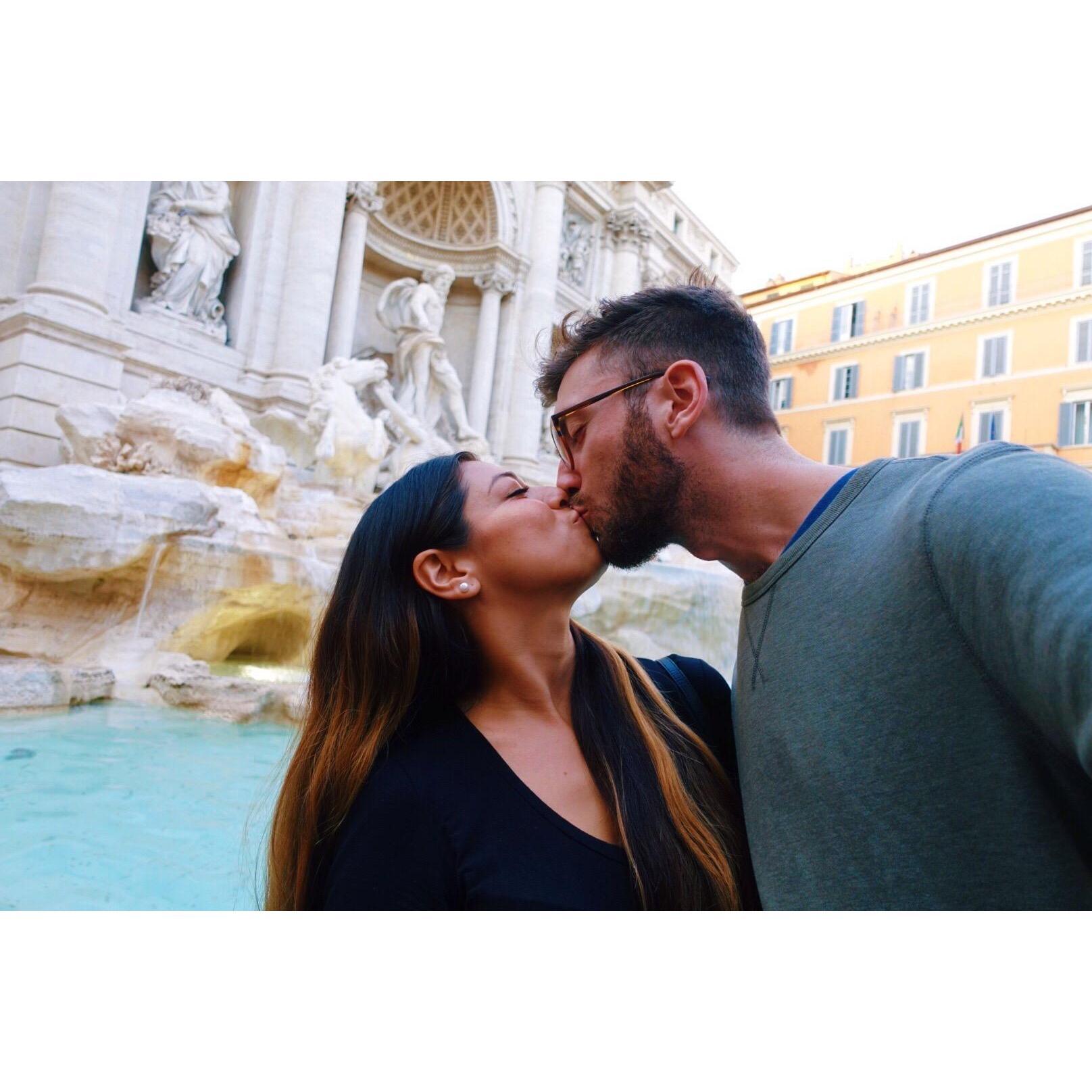 Making wishes at the Trevi Fountain in Roma, Italy.