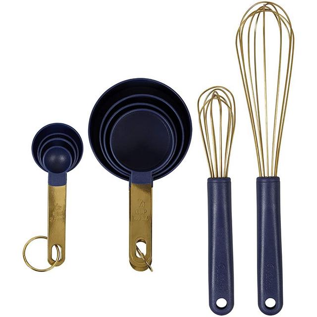 Navy Blue Pots and Pans Set Nonstick - 15 Piece Luxe Gold Pots and Pans Set  - Induction Compatible, 100% PFOA Free Nonstick Frying Pans, Sauce Pans, Pot  with Strainer Lid Gold