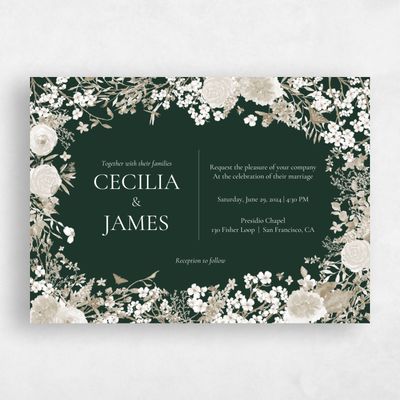 Dark Forest, Green Wedding Invitation - Rosalind Landscape