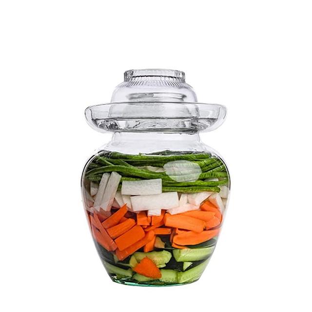 Hemoton Glass Pickle Jar Glass Fermenting Jar Brewing Wine Jar Chinese Crystal Fermenting Crock with Water Seal Airlock Lid for Pickling Kimchi Sauerkraut