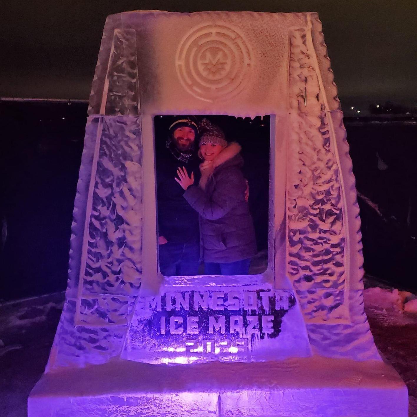 Moments after Stephen proposed to Amanda (She said "yes") | Viking Lakes Ice Maze – Eagan, MN | February 3, 2023