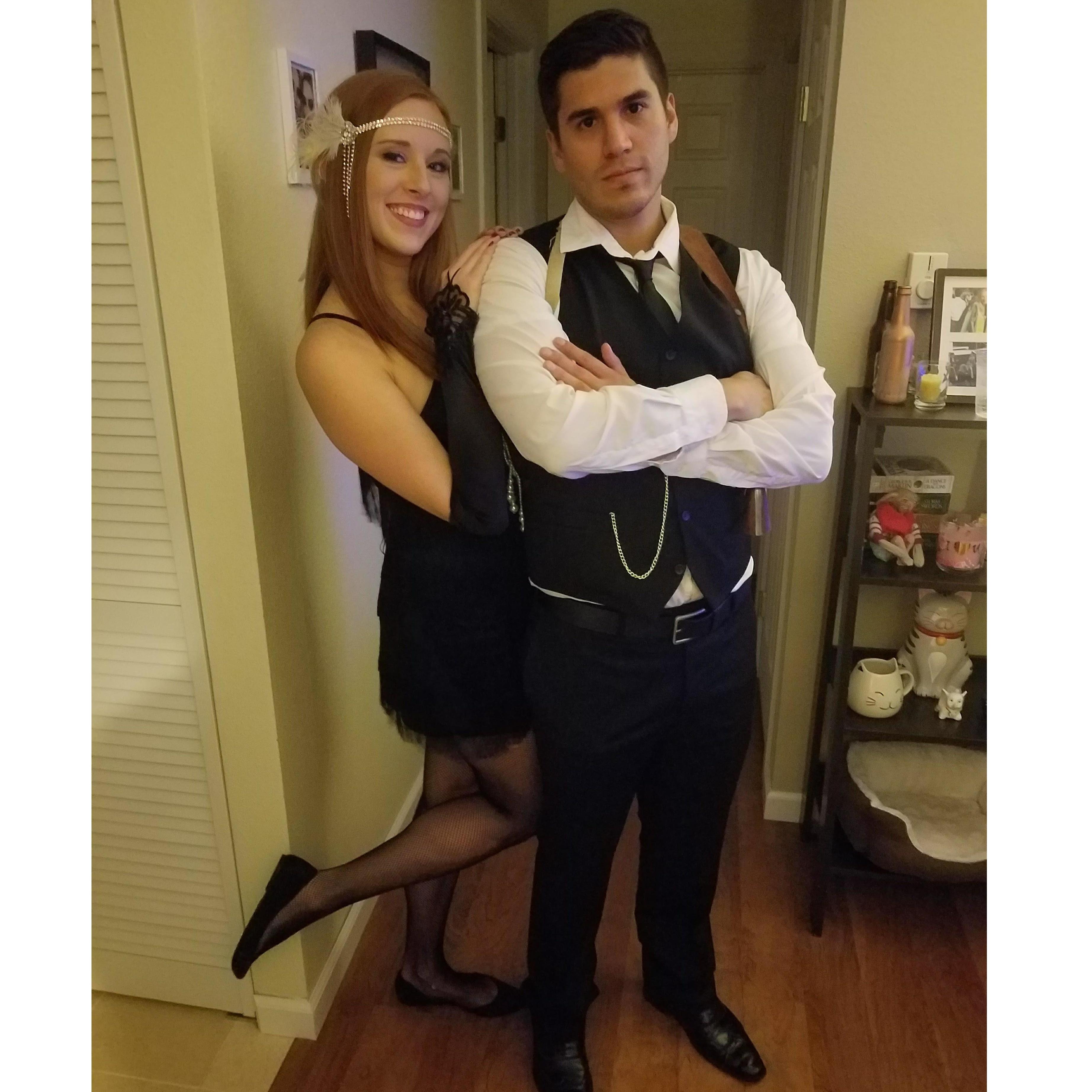 October 2017. Not Halloween, but we dressed in a 1920's theme for a friends murder mystery party!
