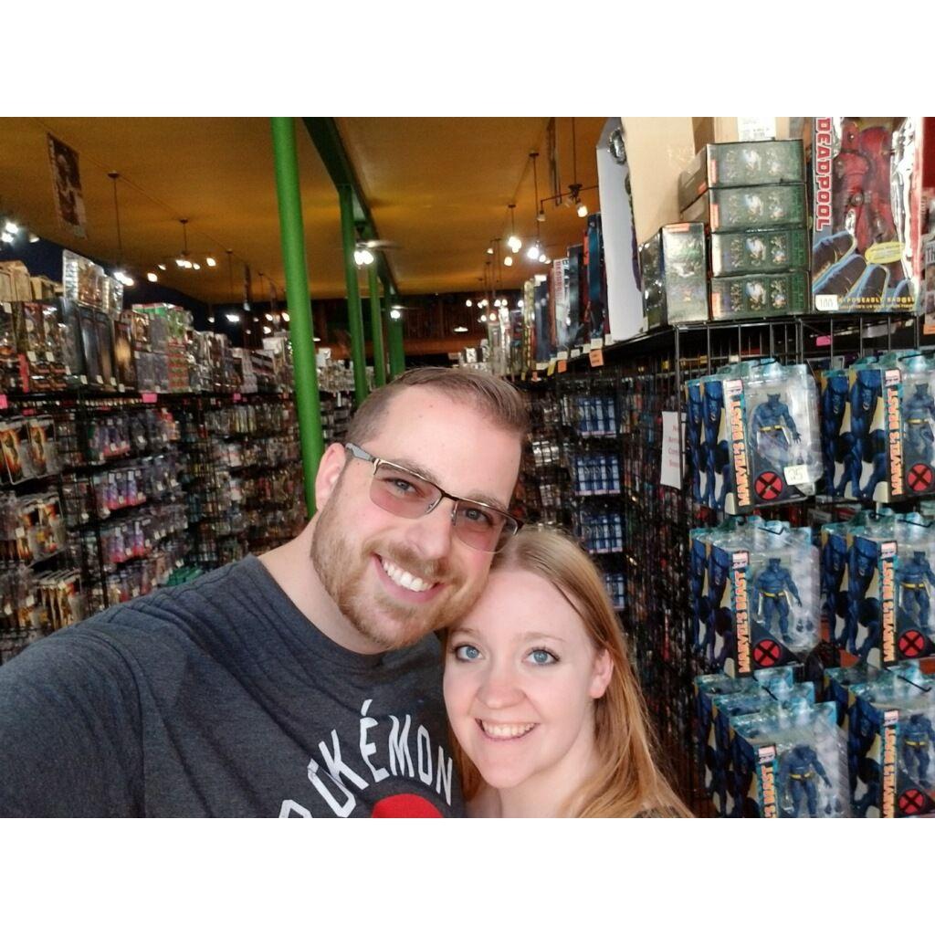 Together at Ryan's favorite collectible shop in Kokomo, Indiana