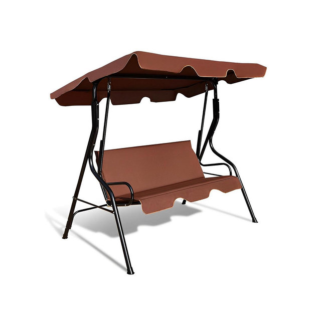 VEBREDA 3 Seat Outdoor Patio Canopy Swing with Cushioned Steel Frame