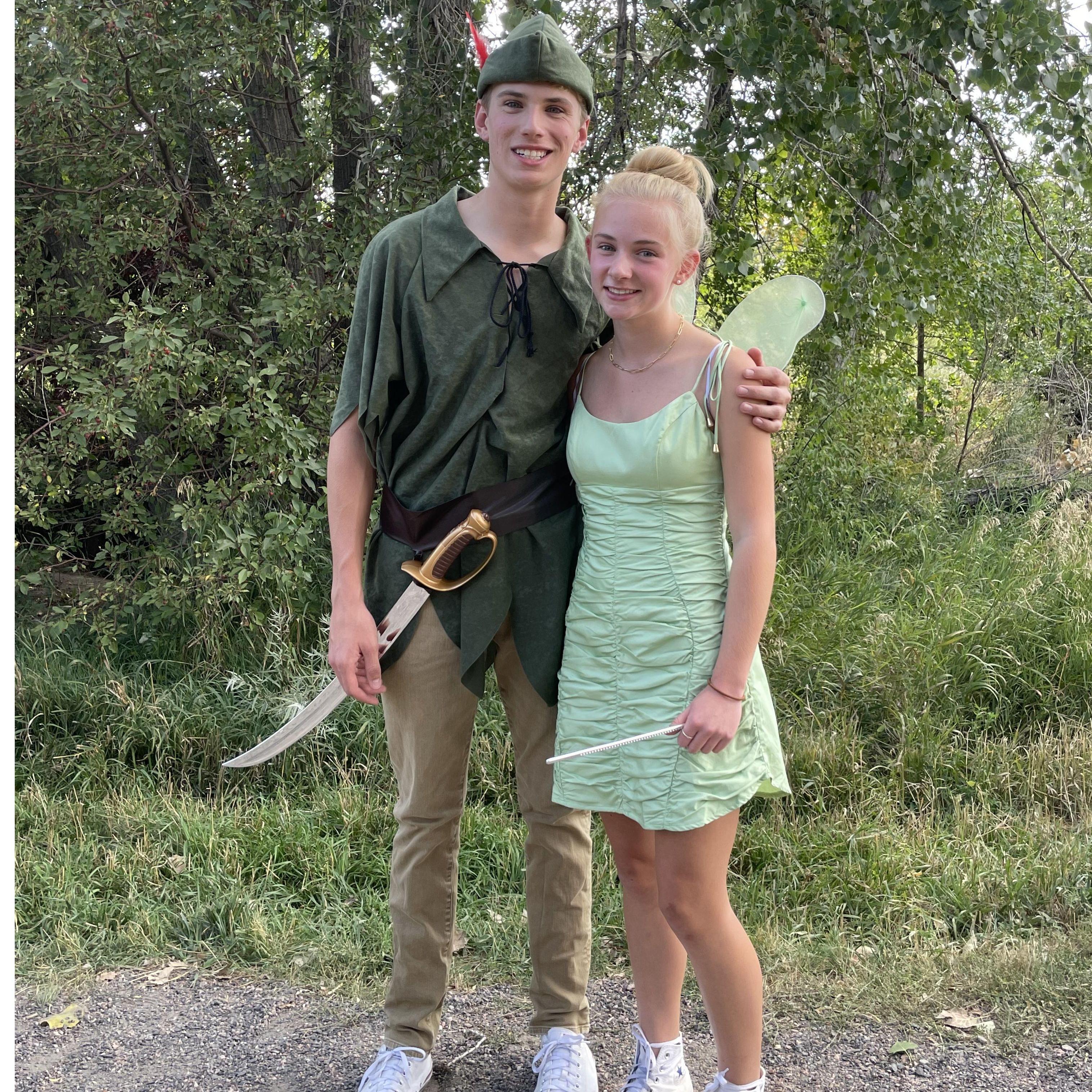 Junior year homecoming at Luke's high school as Peter Pan and Tinkerbell!