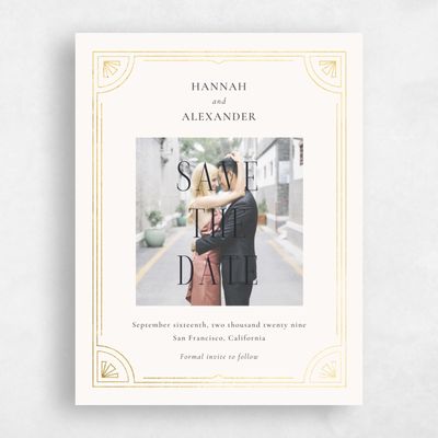 Beige Wedding Save the Date - Amber Photo Foil