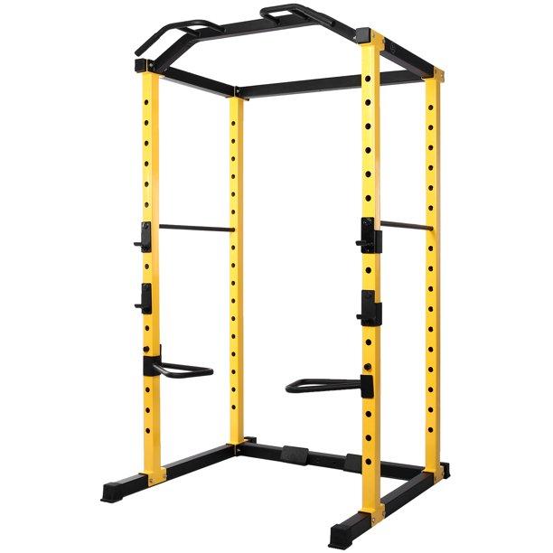 Everyday Essentials 1000-Pound Capacity Multi-Function Adjustable Power Cage with J-Hooks, Dip Bars and Other Optional Attachments, Power Cage Only