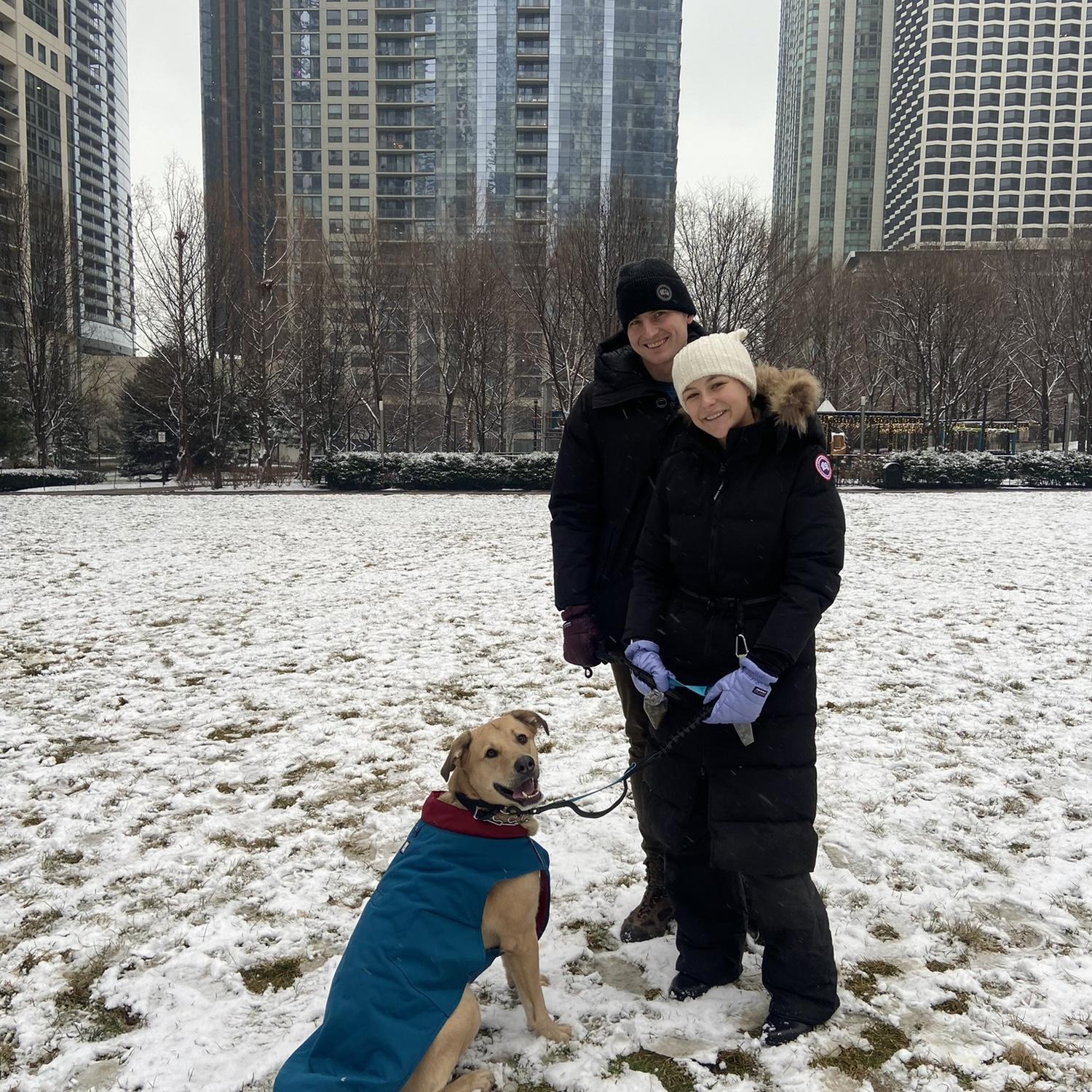 Our first snow while living in Chicago in 2024!