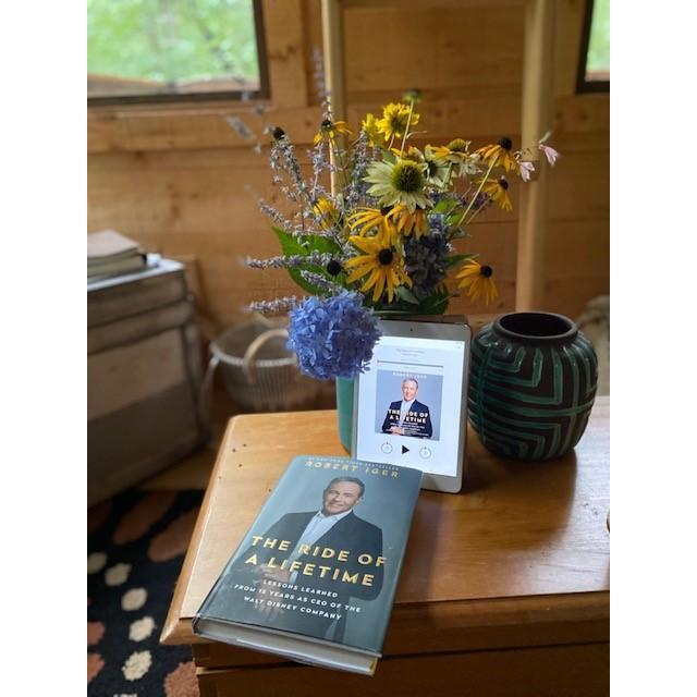 We "rode" together...audio book for the lady, hardcover book for the gentleman.