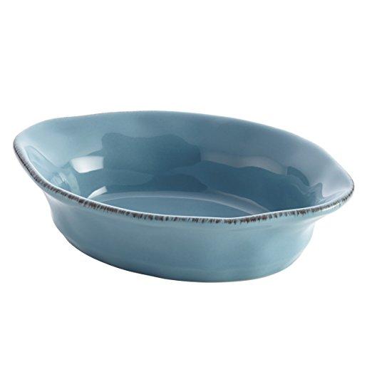 Rachael Ray Cucina Stoneware 12-Ounce Oval Au Gratin, Agave Blue