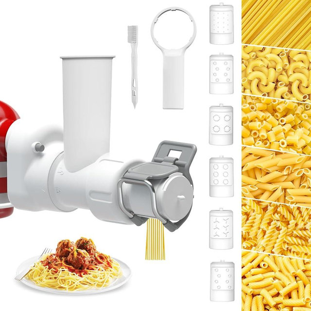 Pasta Maker Attachment for KitchenAid Stand Mixer with 6 Interchangeable Pasta Press Plates, Gourmet Durable Kitchenaid Accessories and Attachments Dishwasher Safe