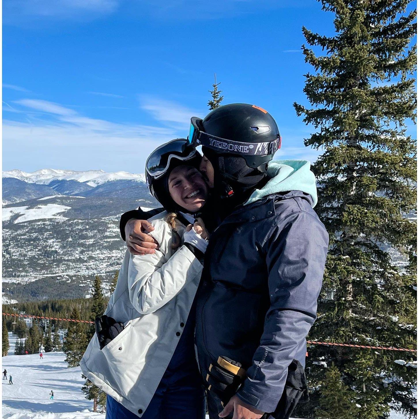 On one of our many ski trips.