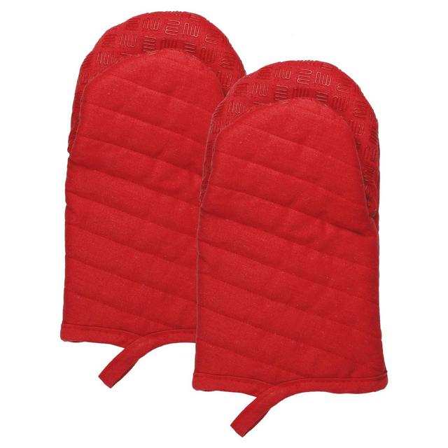 2pk Silicone & Cotton Oven Mitt Black - Mu Kitchen