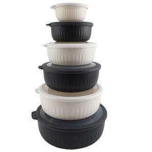 COOK WITH COLOR Prep Bowls with Lids- Wide and Deep Nesting Plastic Small Mixing Bowl Set with Lids, 12 Piece Set - Wide Bowls, Speckled Black