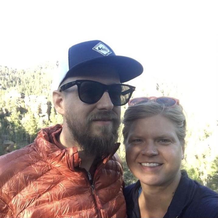 Our first picture together after Kurt moved to Colorado. Backpacking in Pike National Forest.