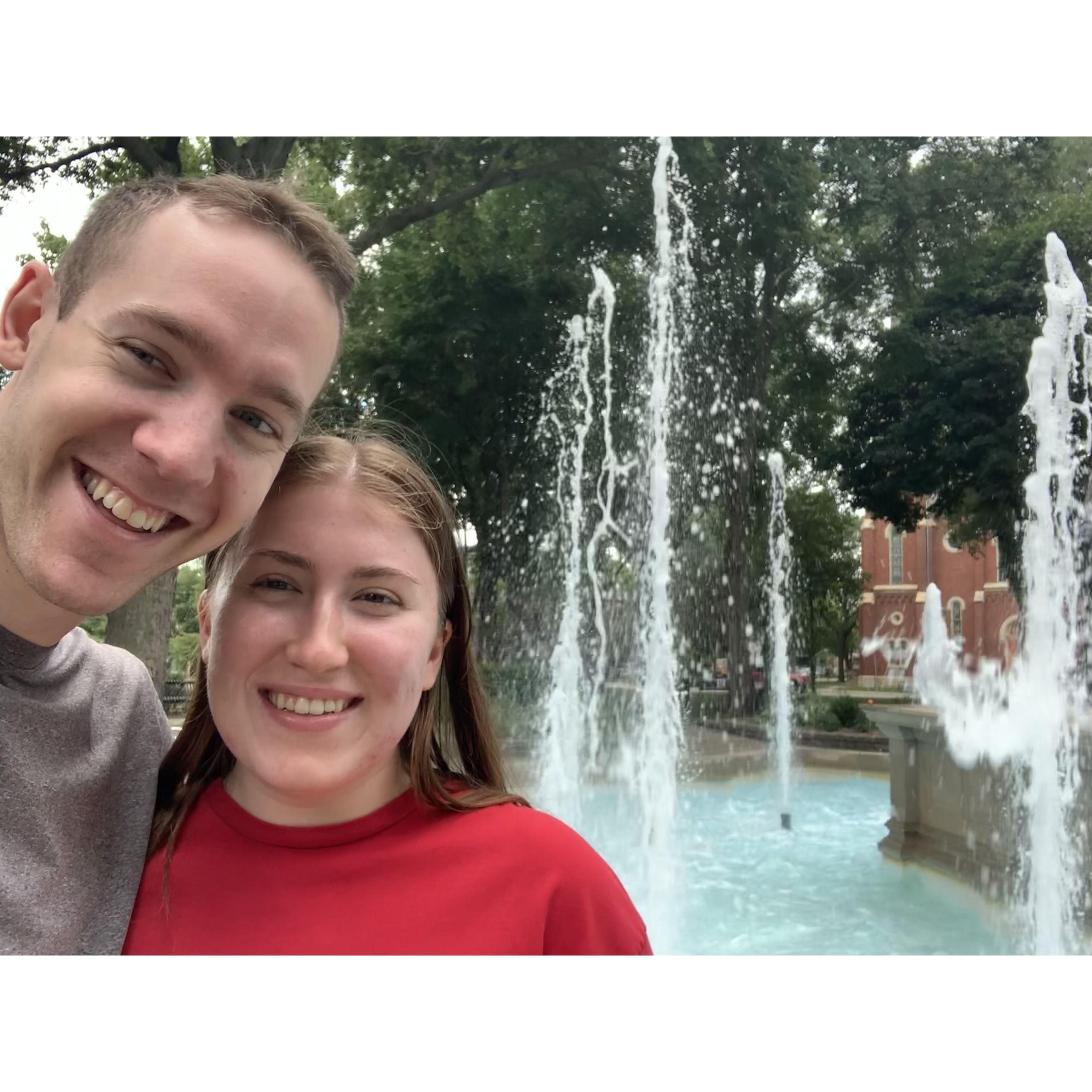 The fountain where we first said "I love you," at our halfway meeting point in Ottawa while Emma was still at ISU