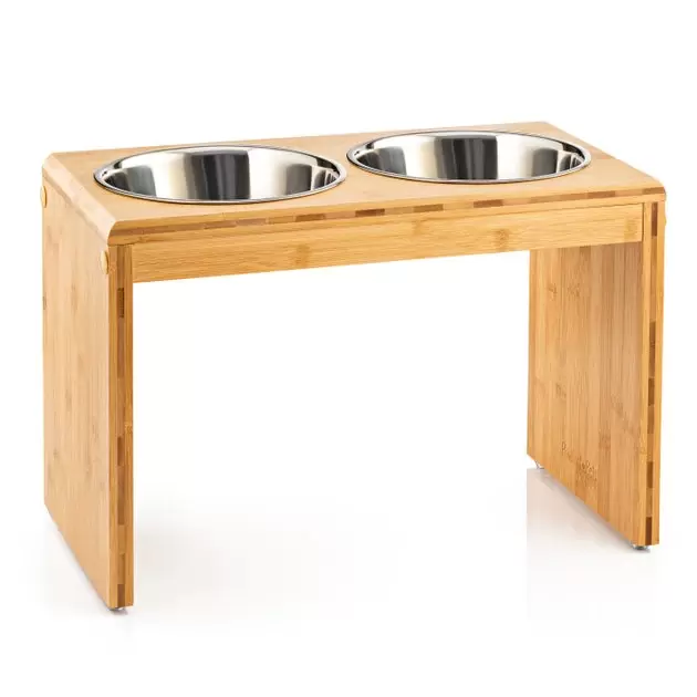 Pawfect Pets Elevated Feeder Raised Dog Bowl Stand with four Stainless Steel Bowls, Large, 12-in