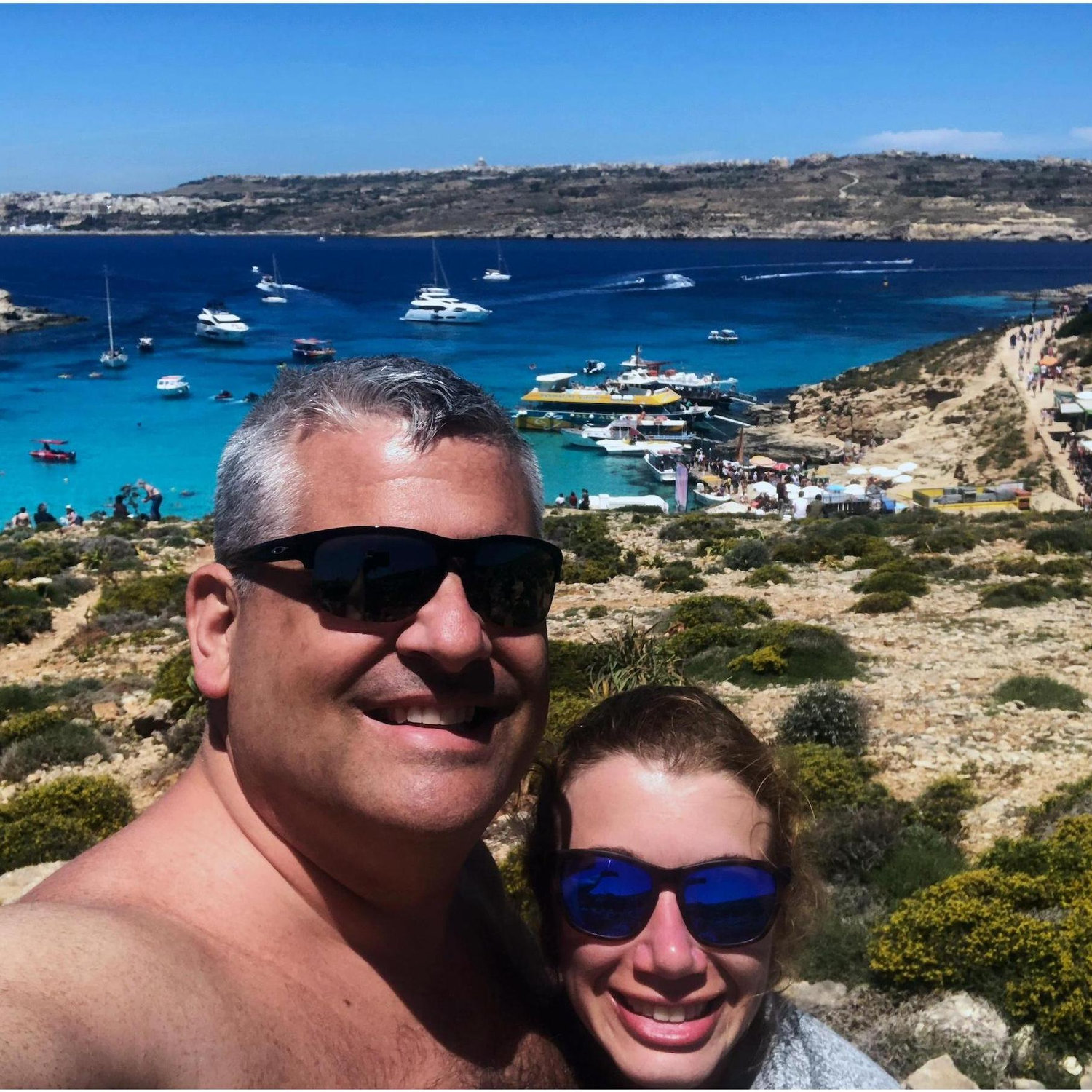 Looking out of the Blue Lagoon on Comino Island in Malta