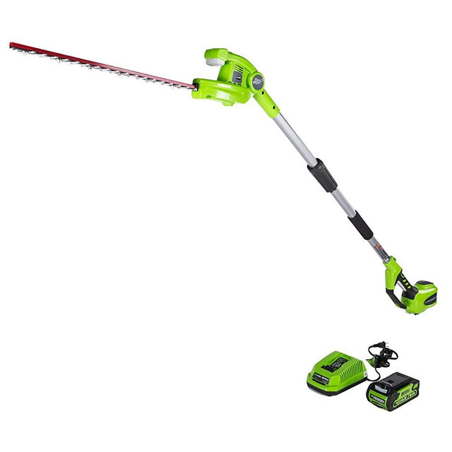 Greenworks PH40B210 20-Inch 40V Cordless Pole Hedge Trimmer 2.0 AH Battery Included, 7.25