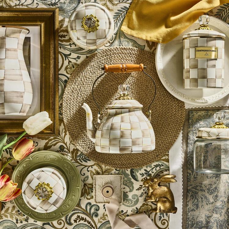 MacKenzie-Childs, Mocha Check Enamel Steel Canister | Zola