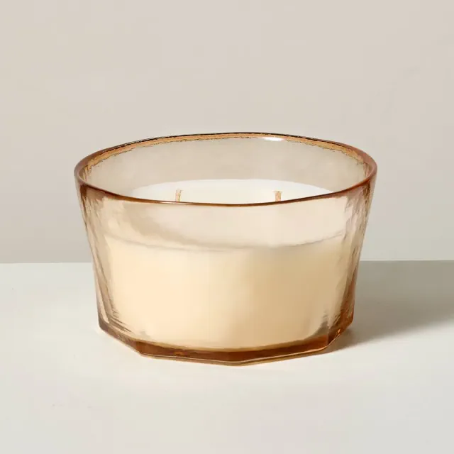 Textured Glass Berry Leaf and Lemon Jar Candle 7oz Coral - Hearth & Hand™ with Magnolia