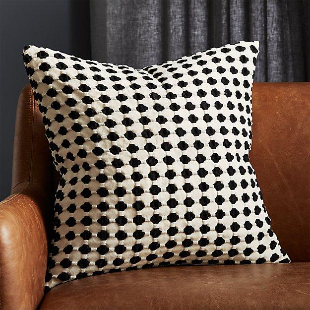 20" Estela Black and White Pillow with Feather Down Insert