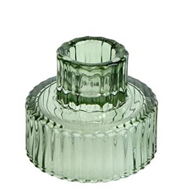 Vixdonos Taper Glass Candlestick Holders Tealight Candle Holders for Table Centerpieces, Wedding Decor and Dinner Party (3 Pcs, Green)