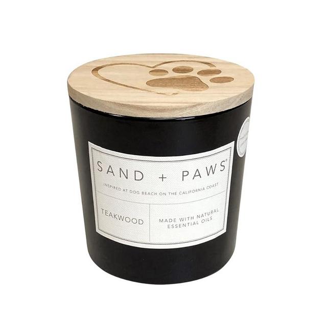 Sand + Paws Scented Candle - Teakwood - Additional Scents and Sizes –Luxurious Air Freshening Jar Candles Neutralize pet Odors and Enhance Home décor – 100% Cotton Lead-Free Wicks - 21 oz