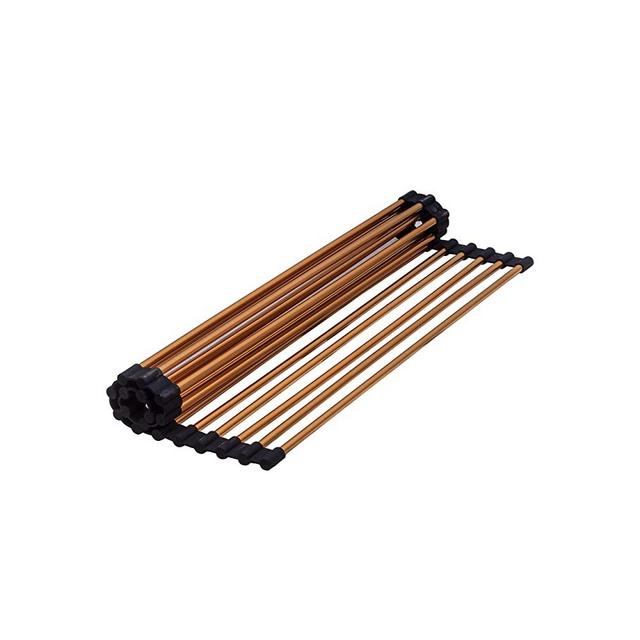 Strictly Sinks Stainless Steel Dish Drying Rack – Polished Copper 21 X 13 Inches Roll Up Dish Drying Rack – Multipurpose Foldable Over The Sink Kitchen Drainer, Countertop Cooling Rack