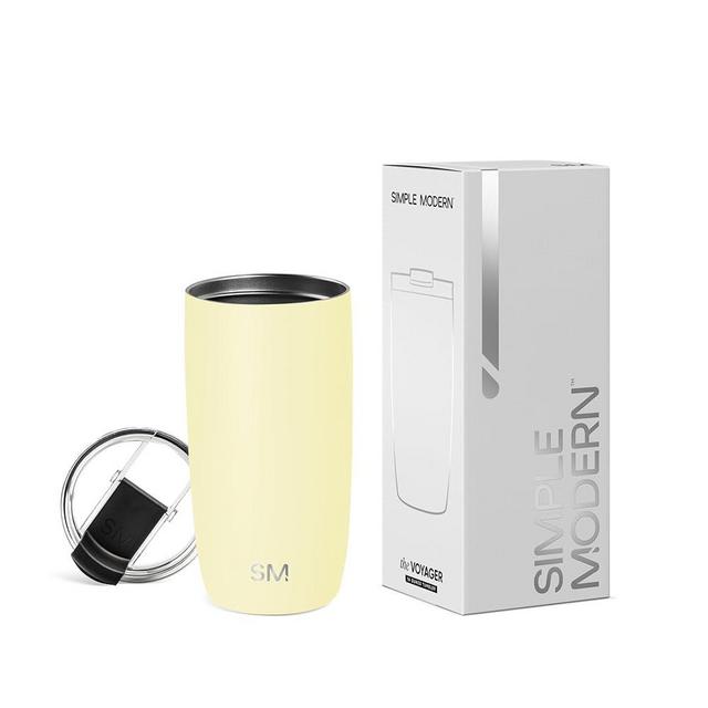 Simple Modern Travel Coffee Mug Tumbler with Flip Lid | Reusable Insulated Stainless Steel Cold Brew Iced Coffee Cup Thermos | Gifts for Women Men Him Her | Voyager Collection | 16oz | Buttercup