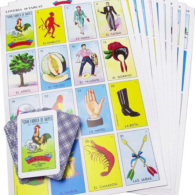 Loteria Authentic Mexican Game, Bingo Game with Colorful Illustrated Cards, Don Clemente Brand (10 Tablas Jumbo (10 Boards Jumbo))