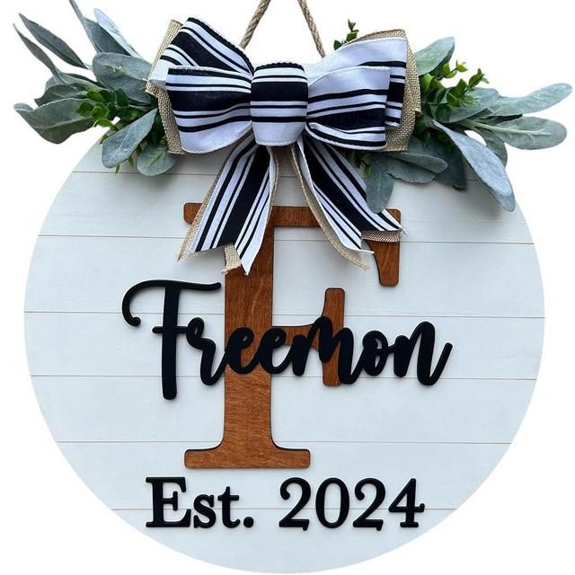 Wood front door sign Wood sign Home decor Welcome sign Sign for front door House warming gift Wedding gift (Last name-Shiplap, 15" Width)