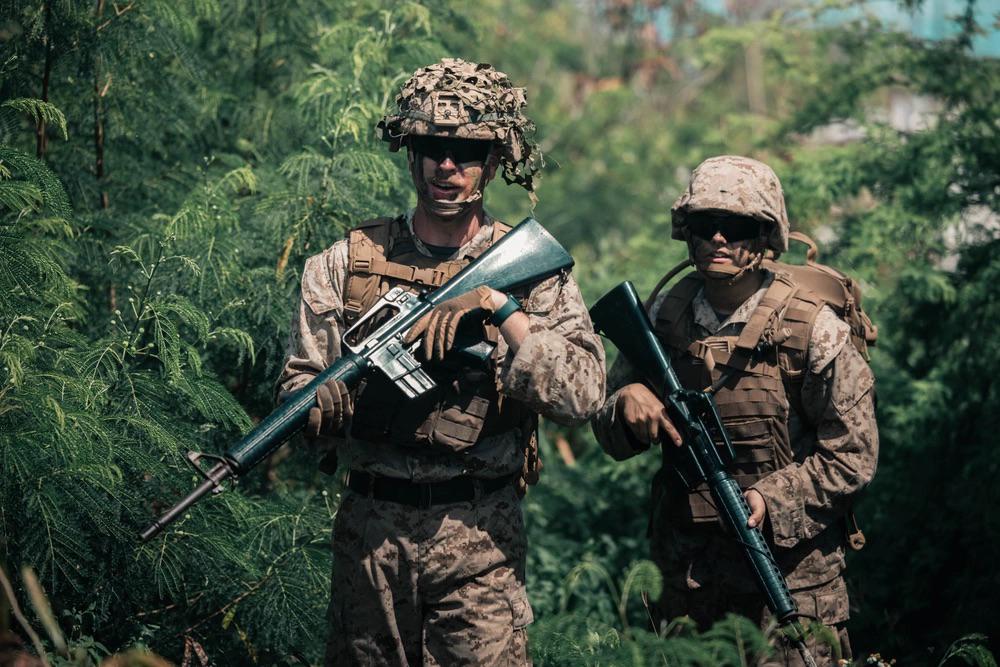 Annika on a simulated patrol during a training course