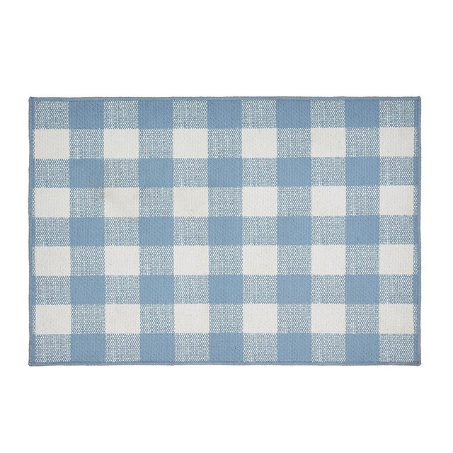 VHC Brands Annie Buffalo Check Blue Indoor Rug Rect 24x36, Polyester Area Rug, Accent Rug, Floor Decor, Annie Buffalo Check Collection, Rectangle 24x36, Dusk Blue