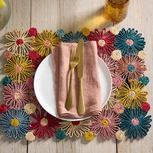 Floral Patchwork Raffia Placemat