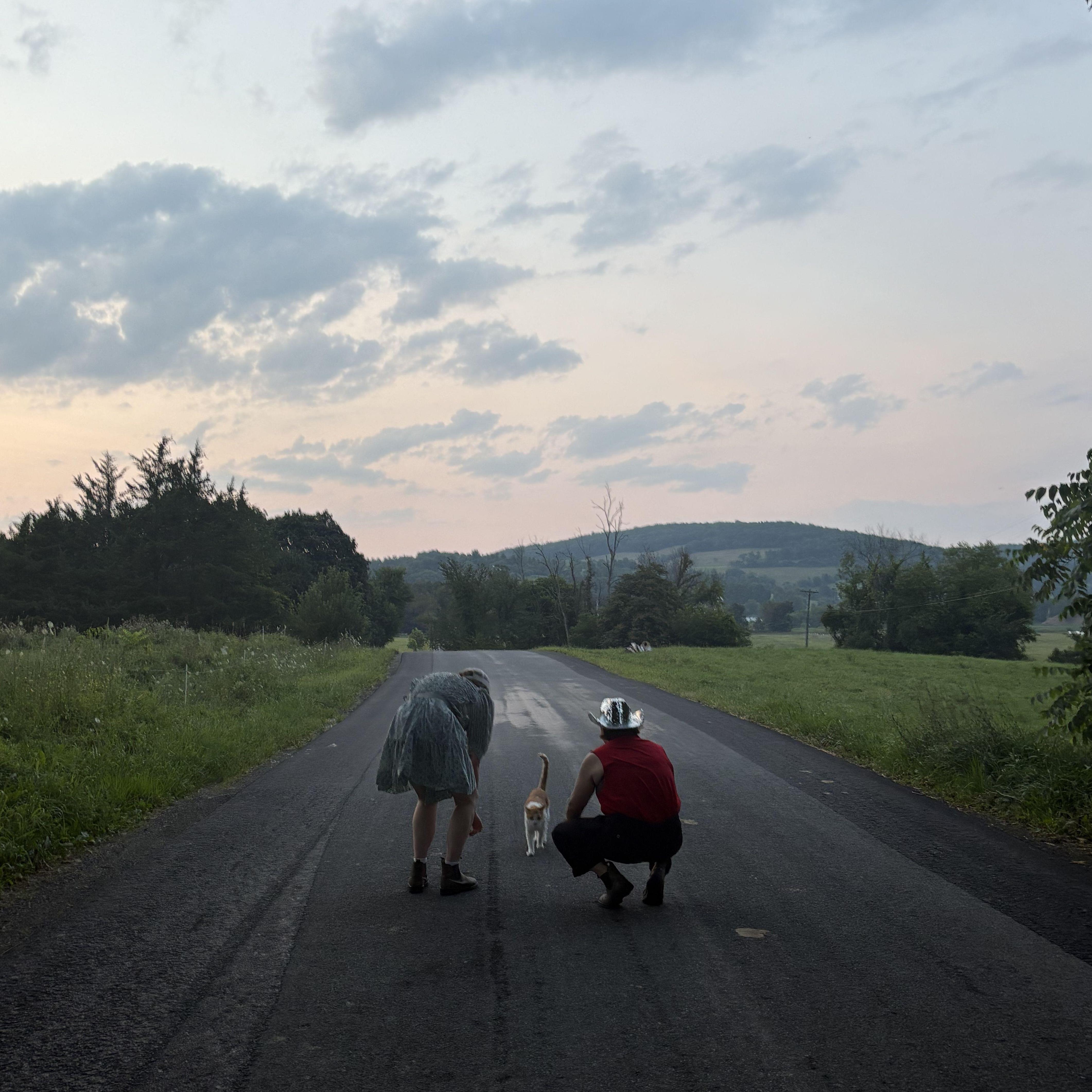 Saying hi to a farm kitty at Dairy Drag