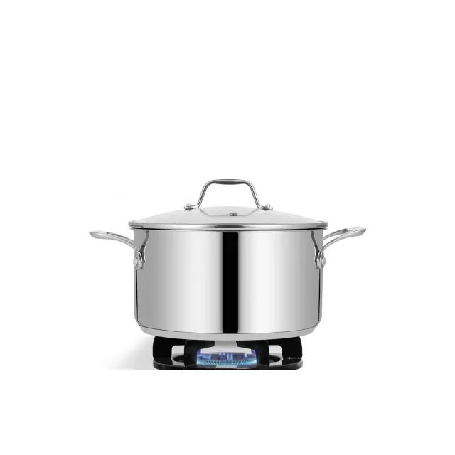 NutriChef 6-Quart Stainless Steel Stock Pot - 18/8 Food Grade Steel Heavy Duty Induction - Stock Pot, Stew Pot, Simmering Pot, Soup Pot