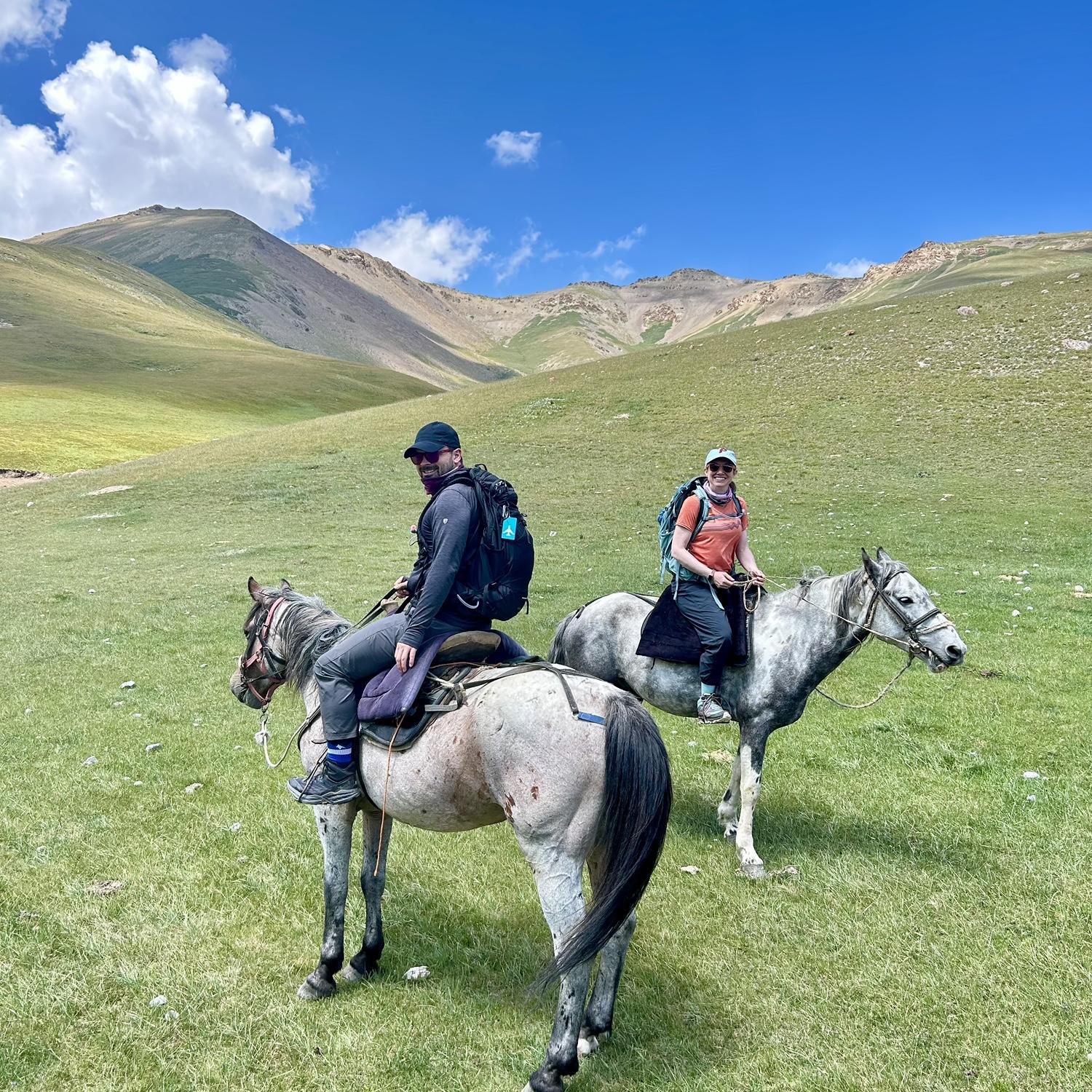 Horseback riding in Kyrgyzstan - Jen's first time on a horse!