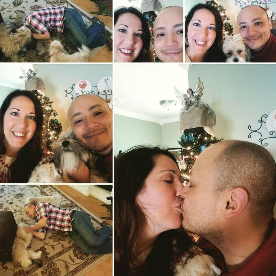 Our first Christmas! One of the things Emily loves about Jose is his love of animals.