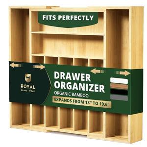 Luxury Bamboo Kitchen Drawer Organizer - Silverware Organizer, Utensil Holder & Cutlery Tray Drawer Dividers for Flatware (9 Slot, Natural)