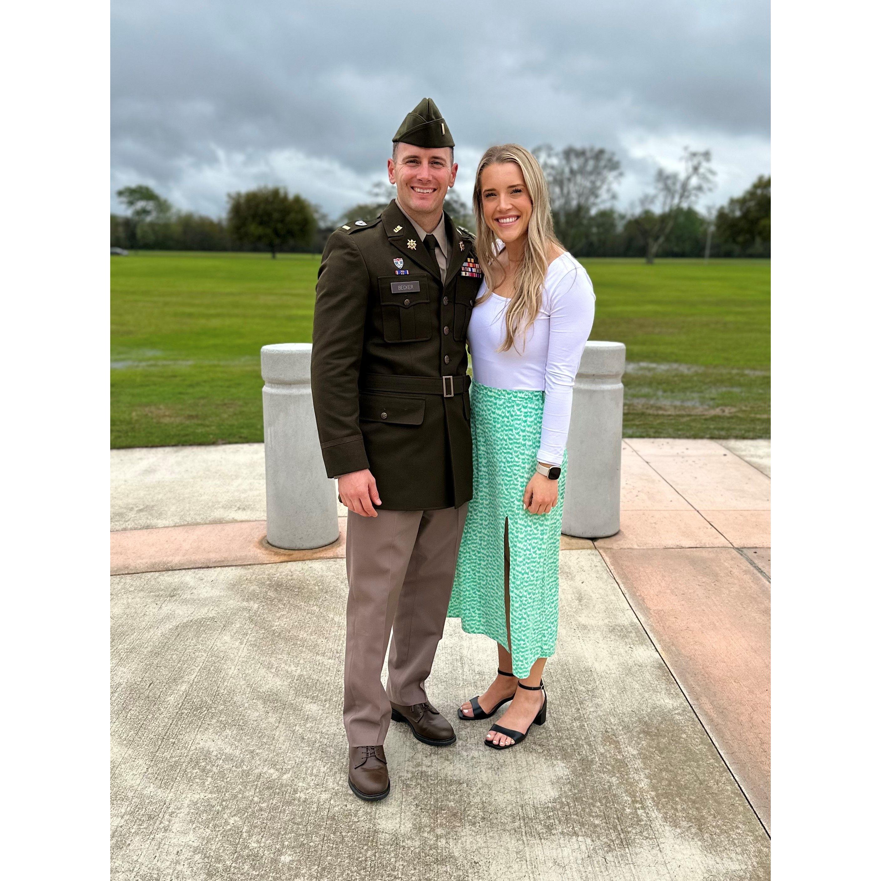 This is us at Jacob's OCS graduation where Jacob became a commissioned officer