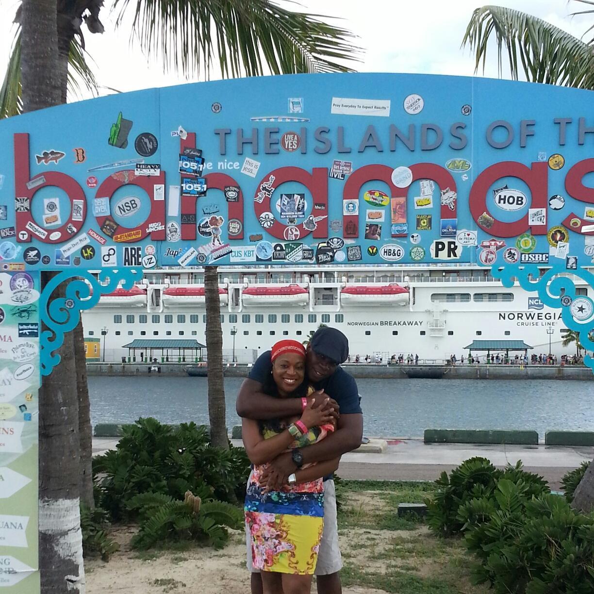 Trip to Bahamas, where we both fell out of the water tube at the Atlantis :)