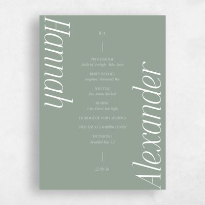 Sage, Green Wedding Program - Mycenae