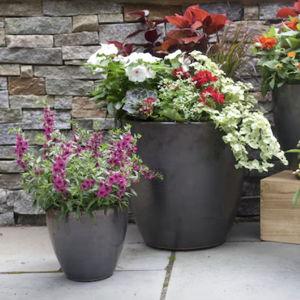 allen + roth Round 15.1-in W x 15.1-in L Gray Ceramic Indoor/Outdoor Planter