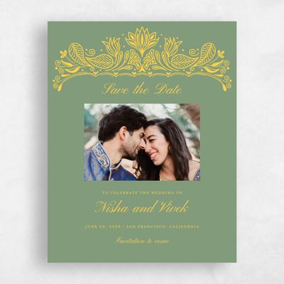Bright Sage, Green Wedding Save the Date - Taneja Photo