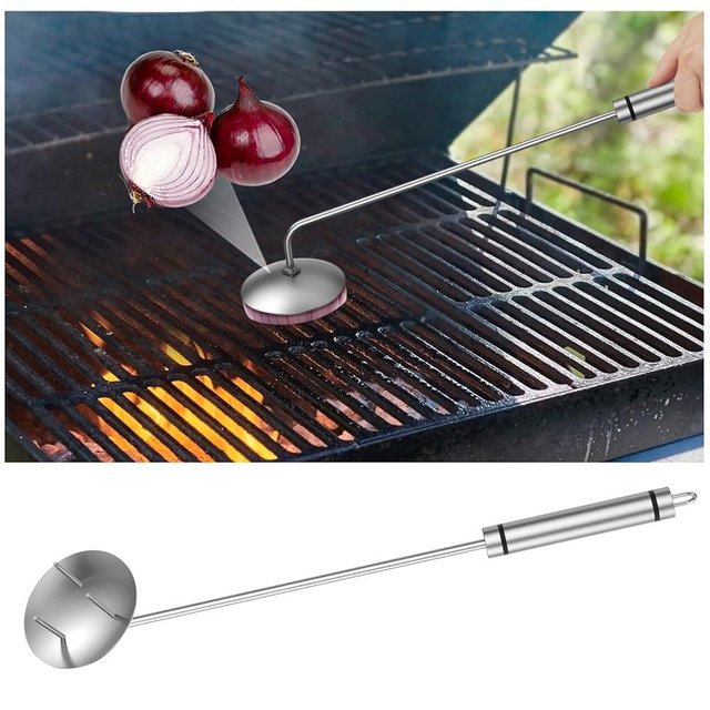 Onion Holder Grill Brush, BBQ Grill Brush Bristle Free for Outdoor Grill, Grill Cleaning Brush Tools for Blackstone Charcoal Grills Gas Grills, Grill Cleaner Brush BBQ Grill Accessories