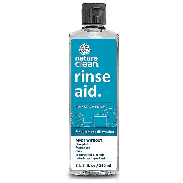 NATURE CLEAN Natural Dishwasher Rinse Aid Liquid, 99.7% Plant-Based Ingredients, Non-Toxic High-Efficiency Dishwasher Drying Agent with No Nasty Chemicals. Hard Water Stain Remover for Glass. 8 oz.